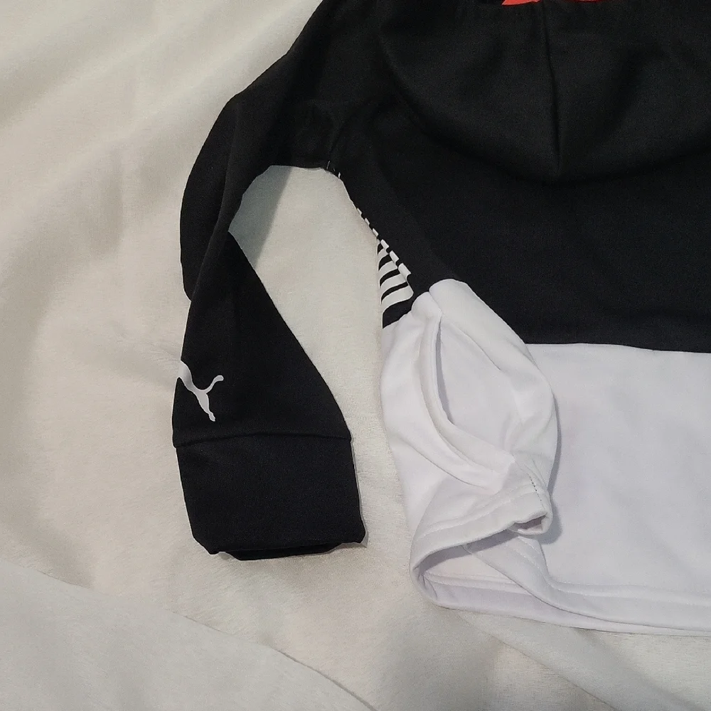 Puma Monochrome Striped Hoodie With Pockets Size Kids 5 - Picture 5 of 8